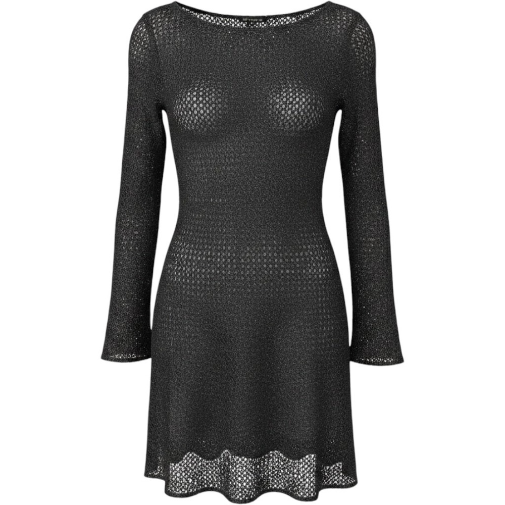 Tessuto Vtg Shimmer Lace Sheer Mini Dress Tunic Whimsigoth Fairy Grunge